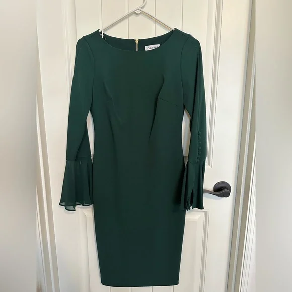 🆕Calvin Klein Chiffon Bell Sleeve Dress - Picture 2 of 4